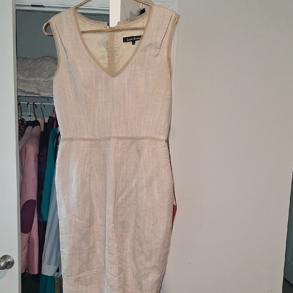 Linen Blend Sleeveless Midi Dress - Cream